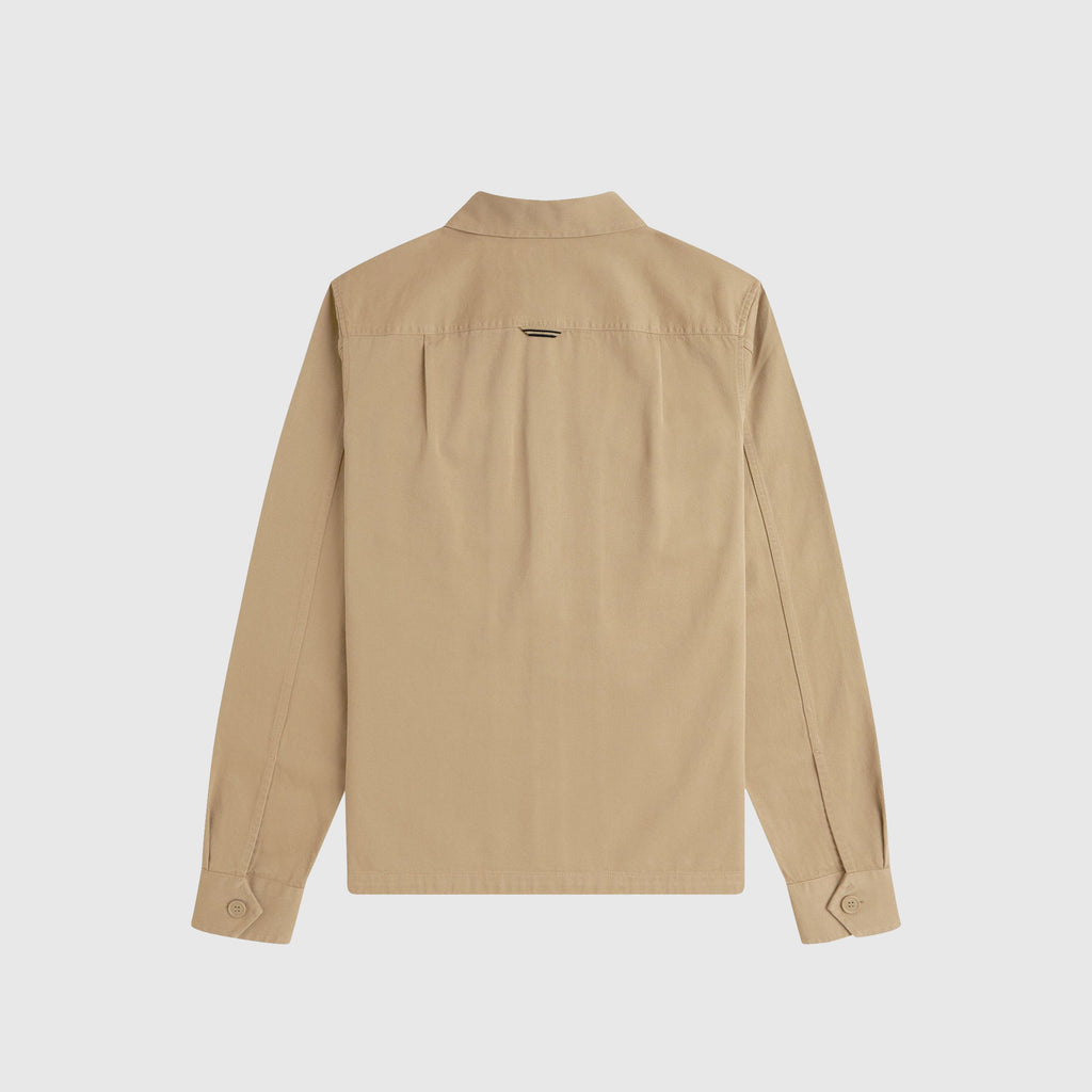 Fred Perry Twill Zip Through Overshirt - Warm Stone - Back