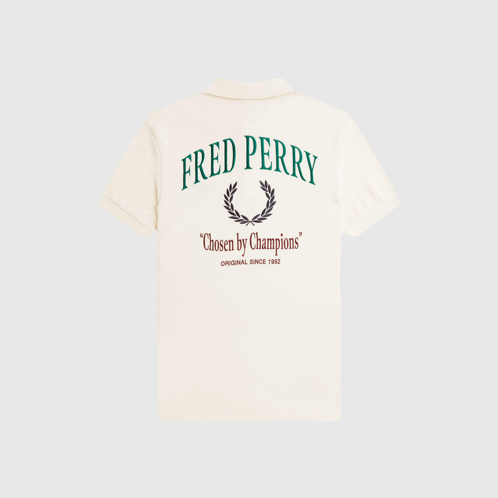 Fred Perry Clubhouse Embroidered Polo Shirt - Ecru - Back