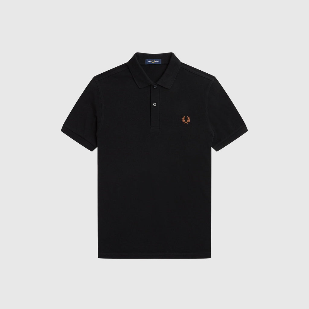 Fred Perry Plain Fred Perry Shirt - Black / Warm Stone - Front