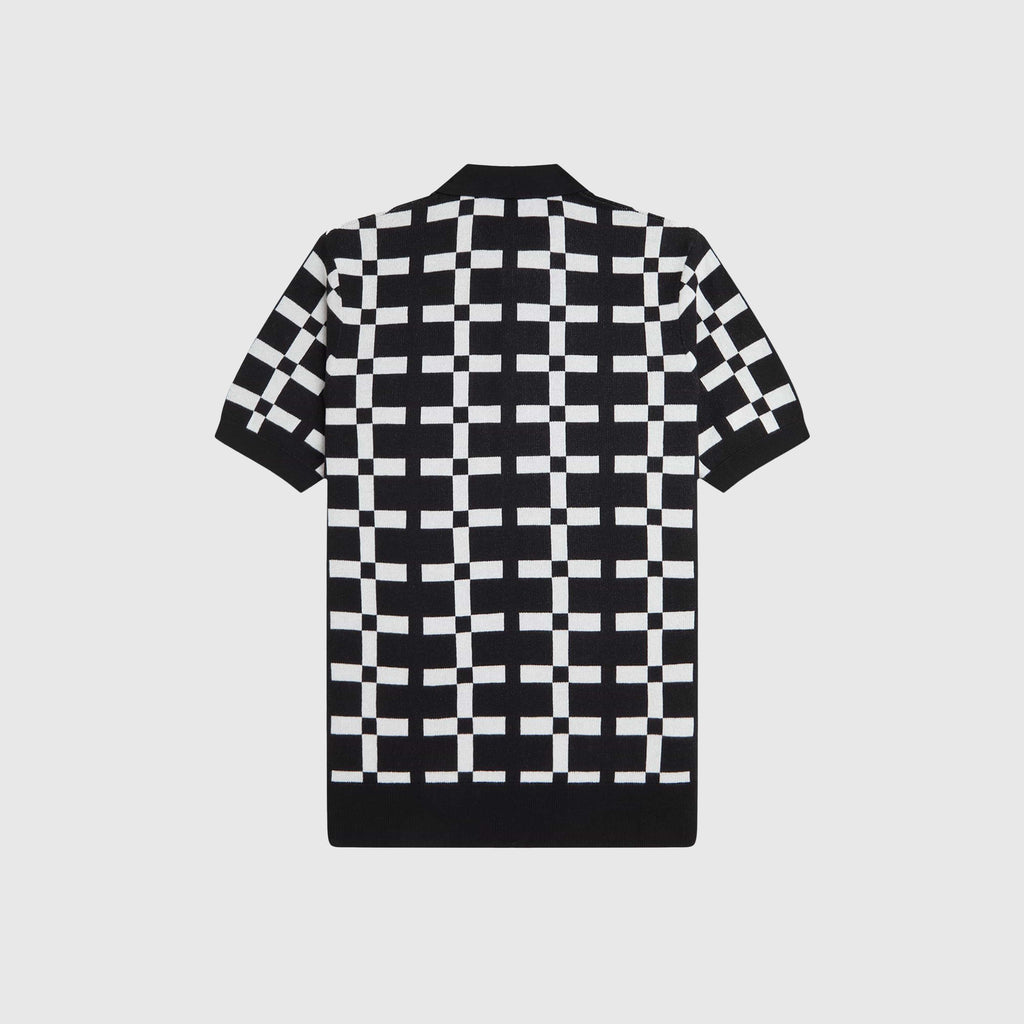 Fred Perry Geometric Jaquard Knit Shirt - Black - Back