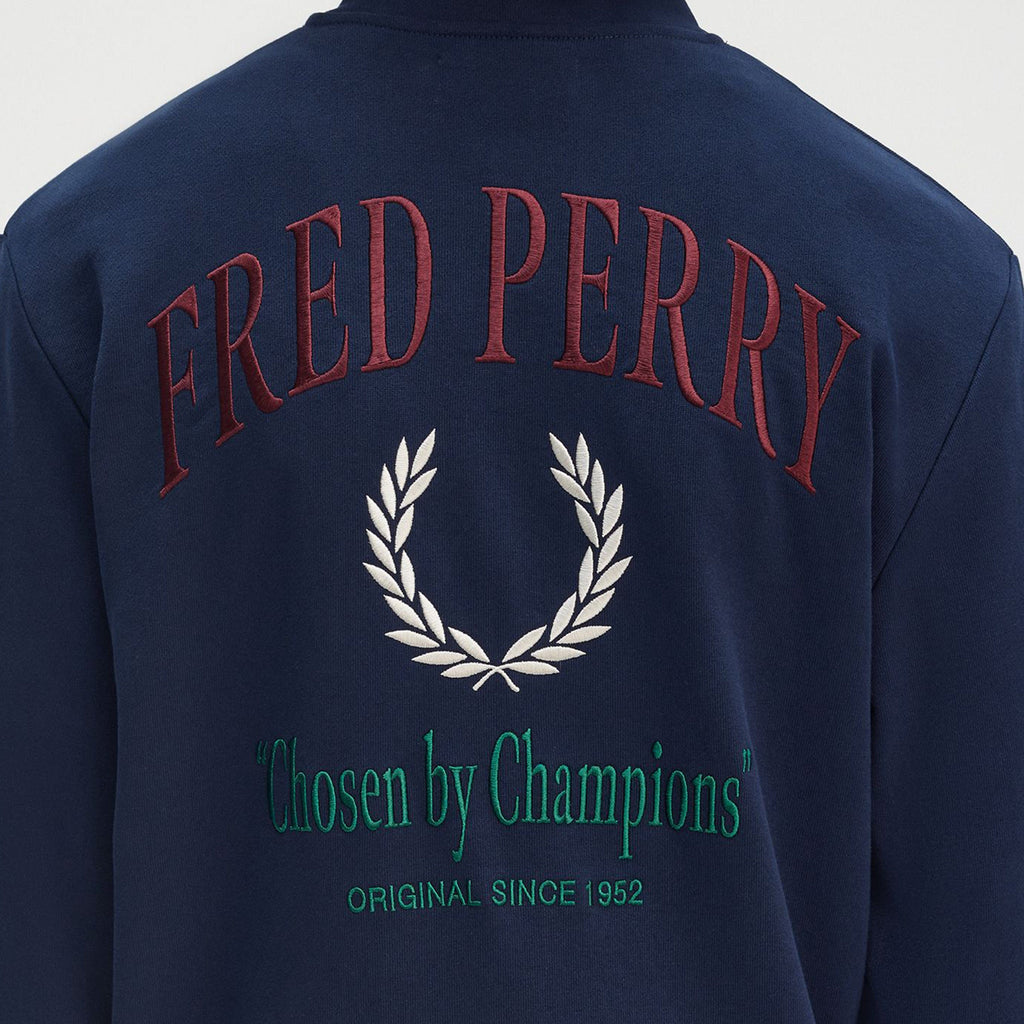 Fred Perry Embroidered Champion Half Zip - Tennis Blue - Back