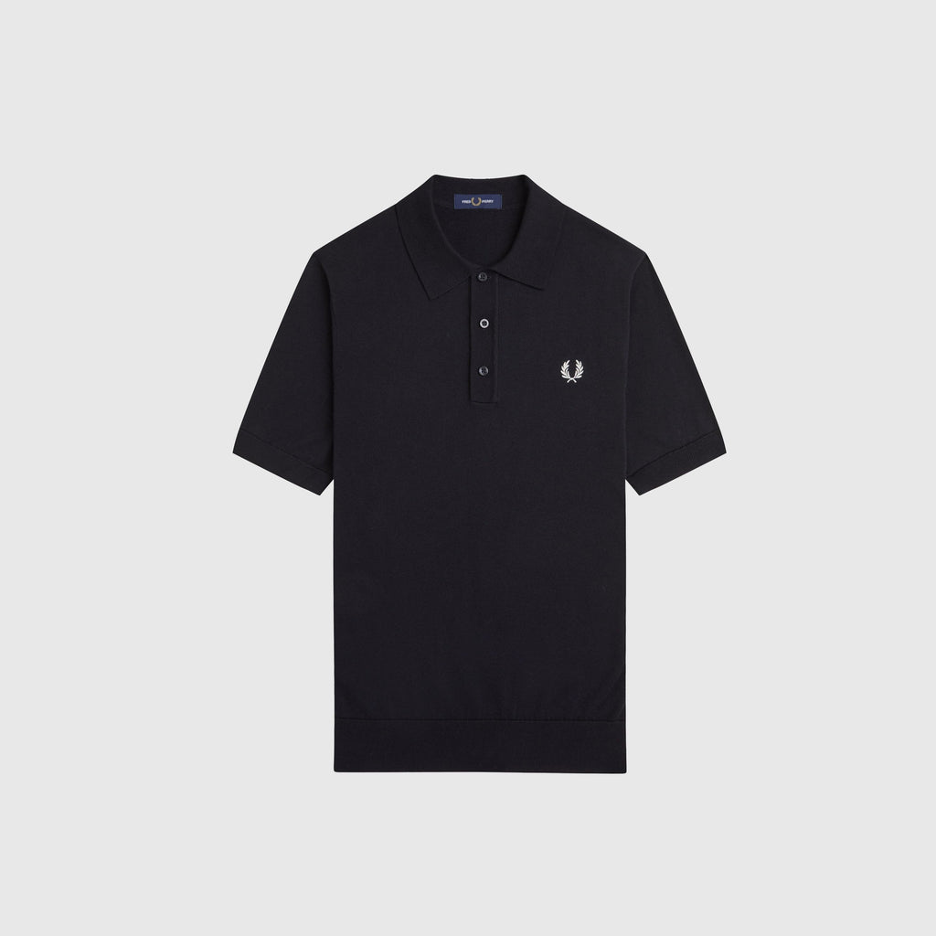 Fred Perry Cotton Knitted Shirt - Black - Front