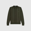 Fred Perry Vertical Stripe Knitted Shirt - Hunting Green - Front