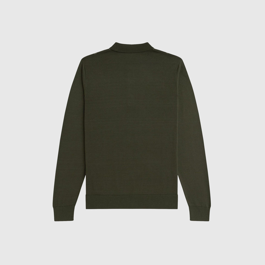 Fred Perry Vertical Stripe Knitted Shirt - Hunting Green - Back