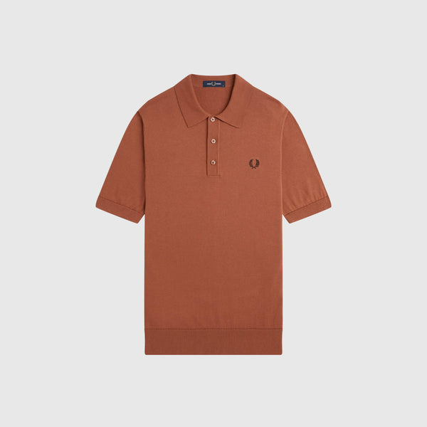 Fred Perry Cotton Knitted Shirt - Cinnamon - Front