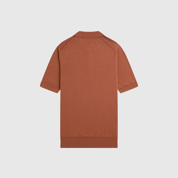 Fred Perry Cotton Knitted Shirt - Cinnamon - Back