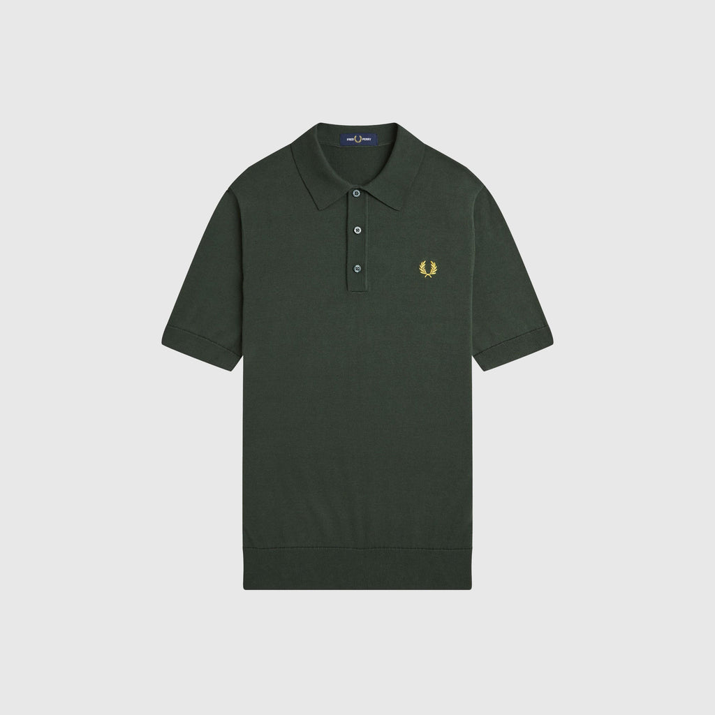 Fred Perry Cotton Knitted Shirt - Court Green - Front