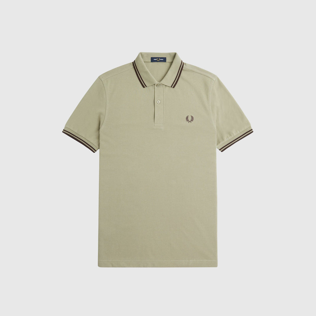 Fred Perry Twin Tipped Fred Perry Shirt - Brick / Warm Grey - Front