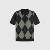 Fred Perry Argyle Knitted Shirt - Black - Front