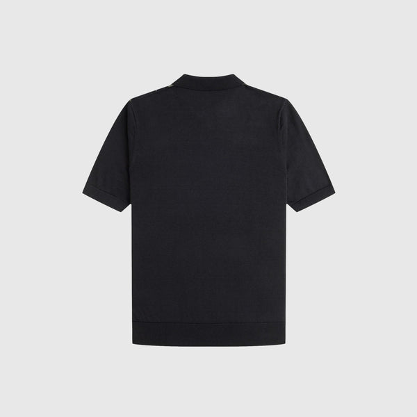 Fred Perry Argyle Knitted Shirt - Black - Back