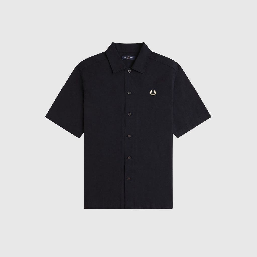 Fred Perry Basket Weave Shirt - Black - Front