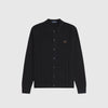 Fred Perry Button Through Knitted Shirt - Black - Front