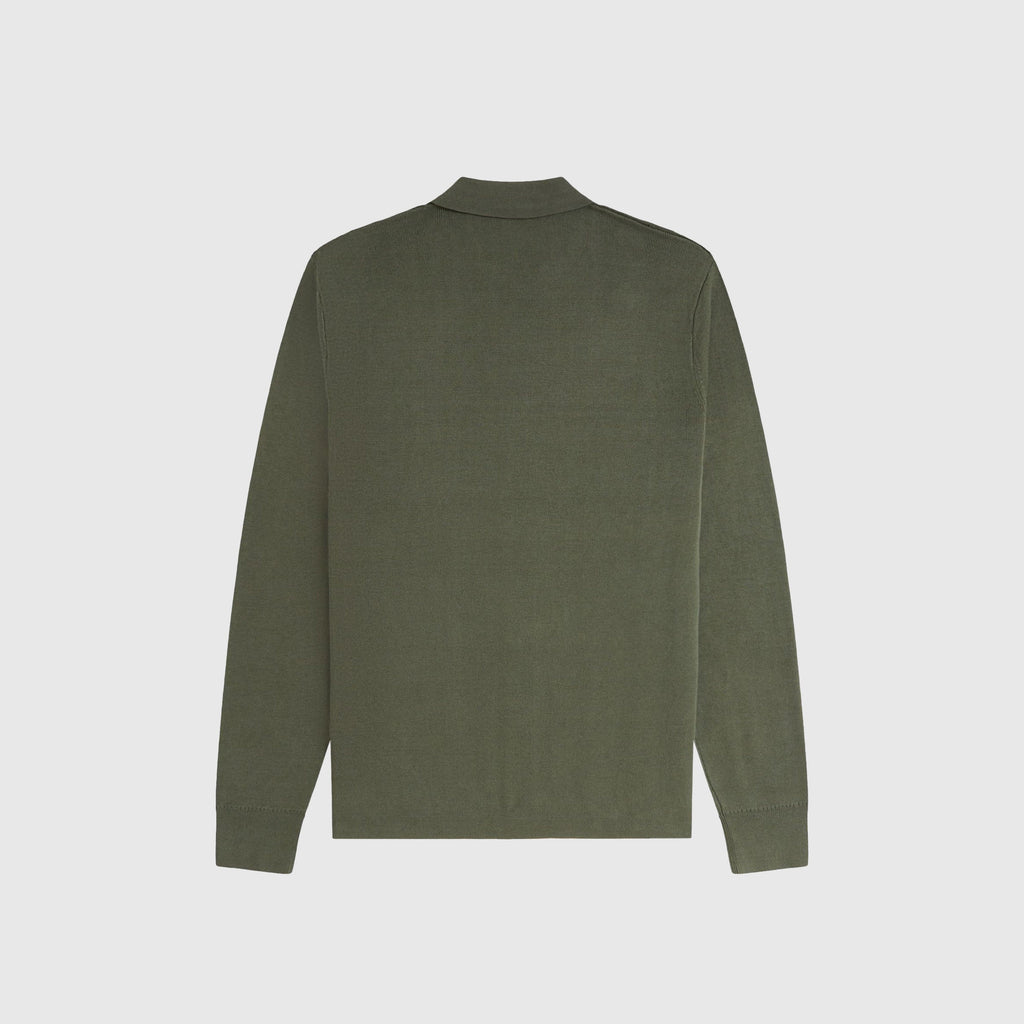 Fred Perry Button Through Knitted Shirt - Laurel Wreath Green - Back