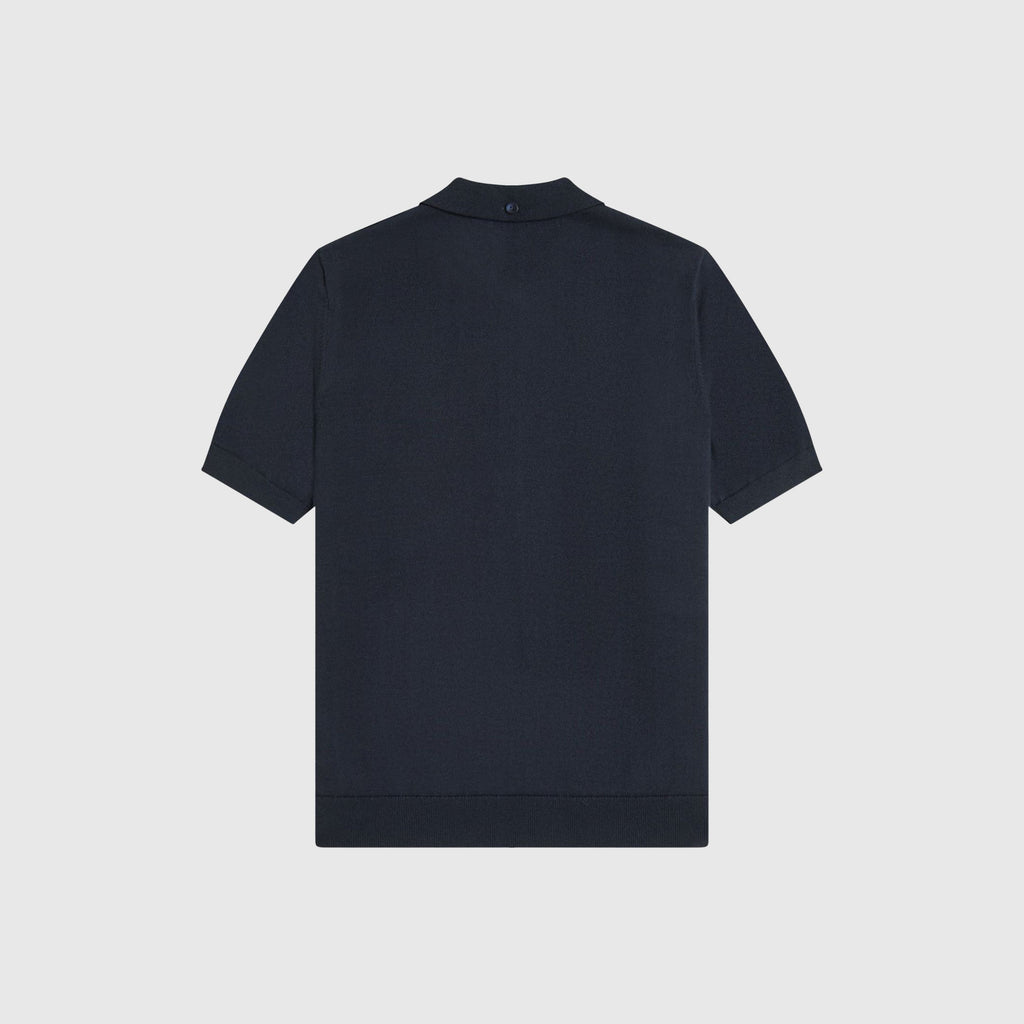 Fred Perry Cable Knitted Shirt - Navy - Back