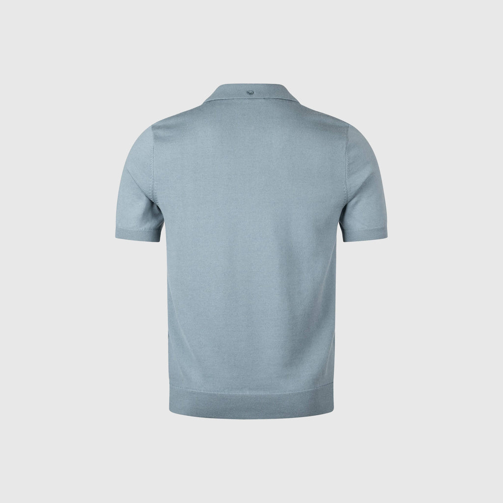 Fred Perry Cable Knitted Shirt - Stockport Blue - Back