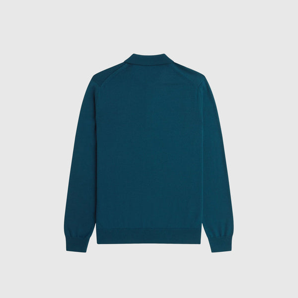 Fred Perry Classic Knitted Shirt - Dark Petrol - Back