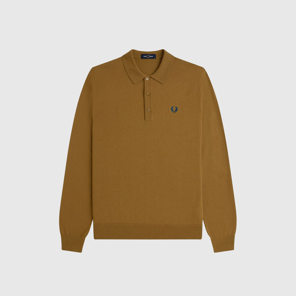 Fred Perry Classic Knitted Shirt - Shaded Stone - Front