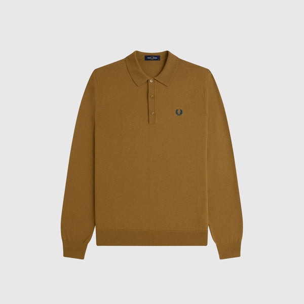Fred Perry Classic Knitted Shirt - Shaded Stone - Front
