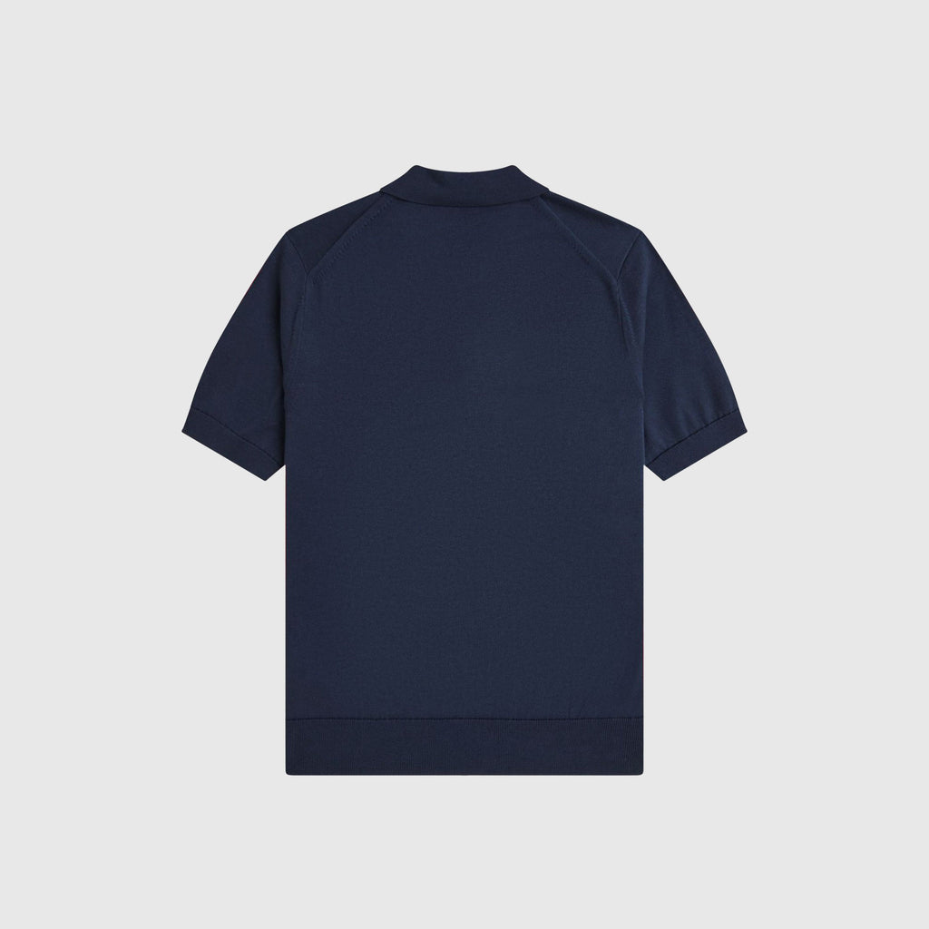 Fred Perry Cotton Knitted Shirt - Dark Airforce - Back
