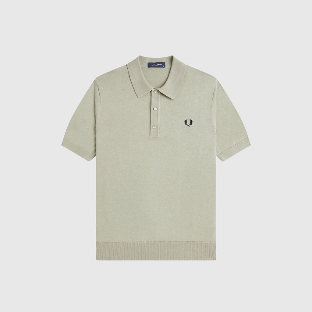 Fred Perry Cotton Knitted Shirt - Seagrass - Front