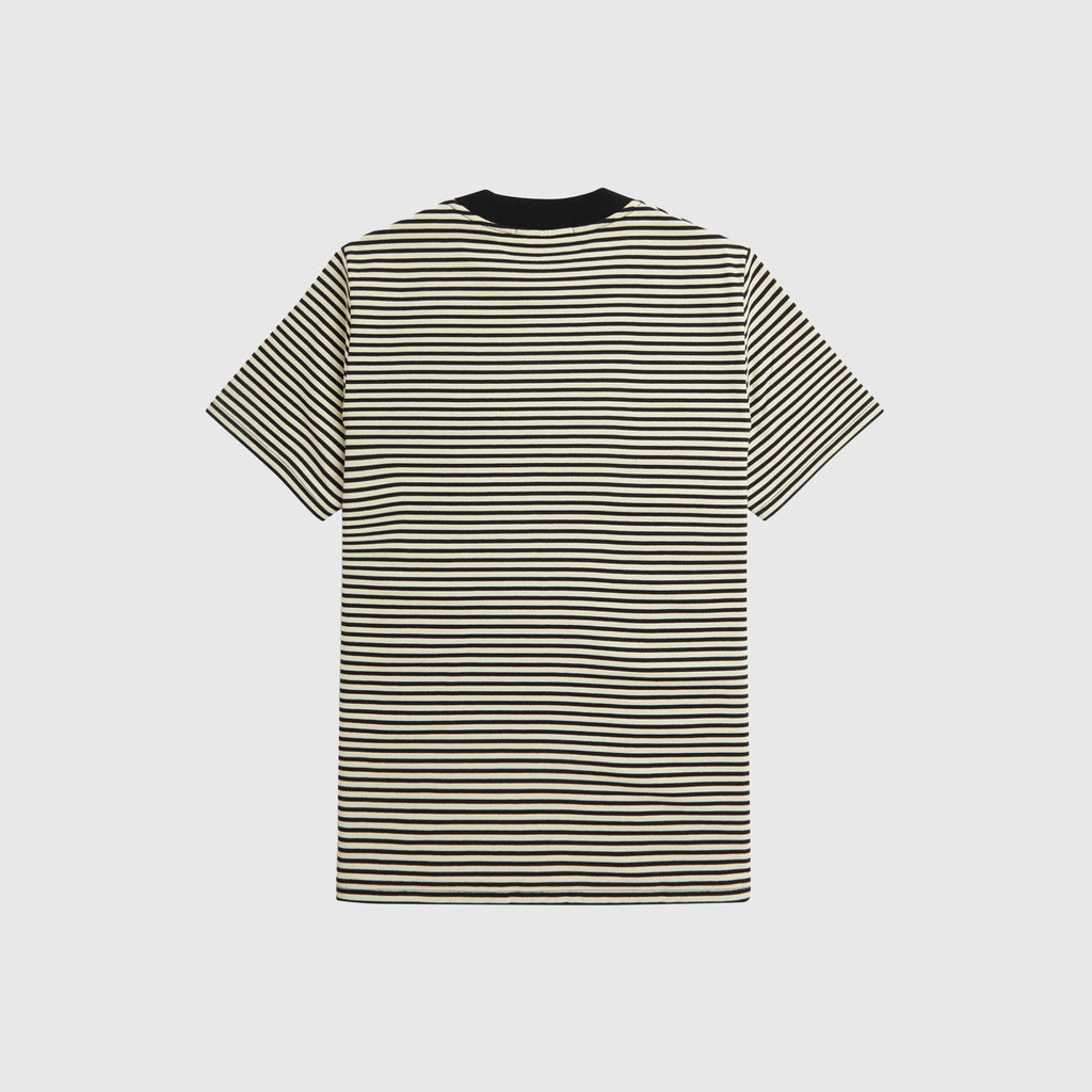 Fred Perry Fine Stripe Heavy Weight Tee - Oatmeal / Black - Back