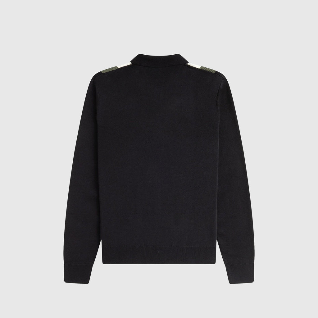 Fred Perry Multi Texture LS Knitted Shirt - Black - Back