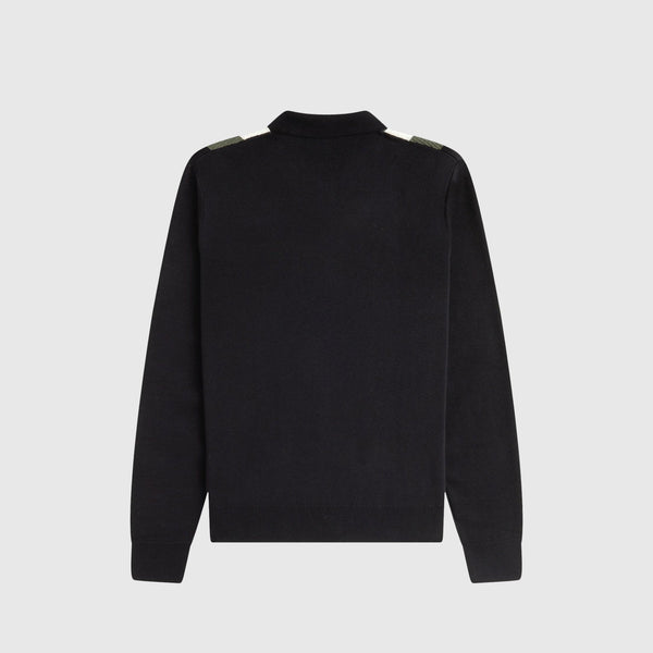 Fred Perry Multi Texture LS Knitted Shirt - Black - Back