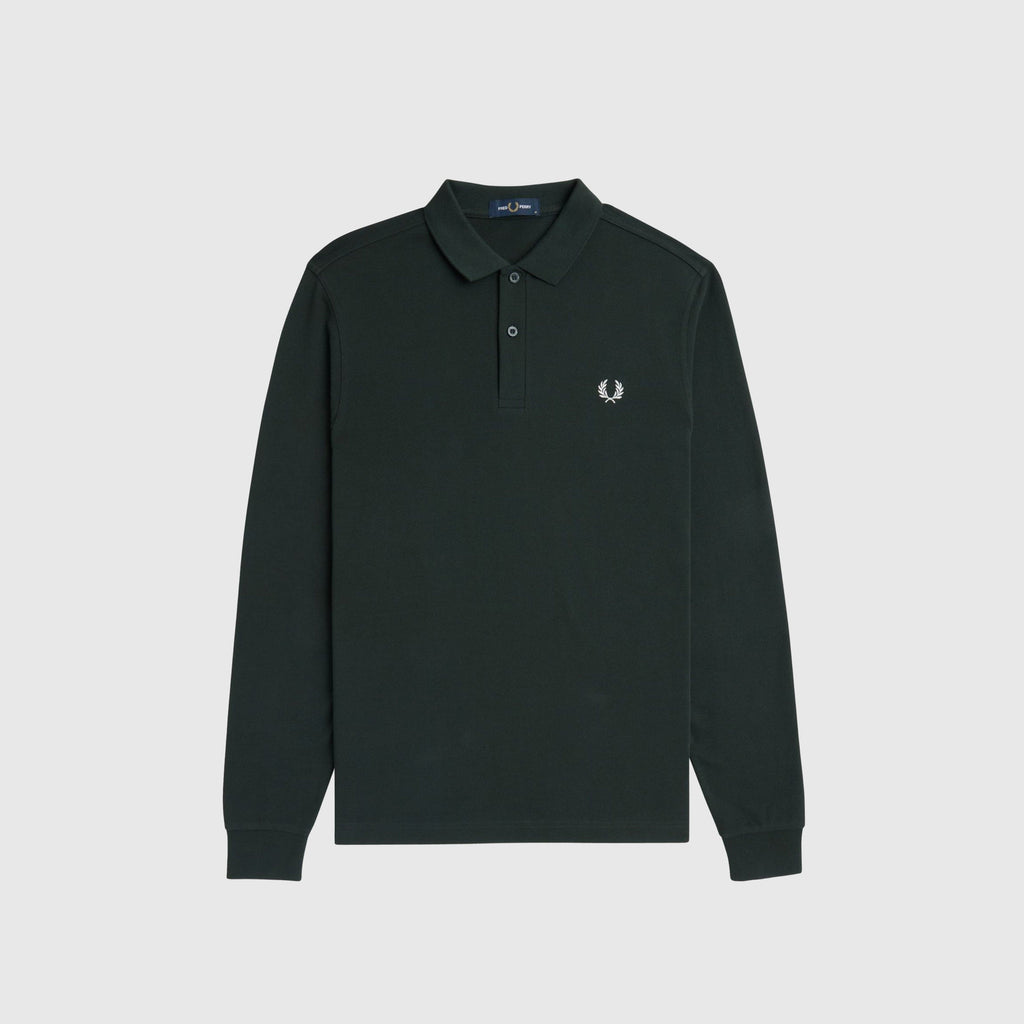 Fred Perry Pique Collared Sweatshirt - Night Green - Front