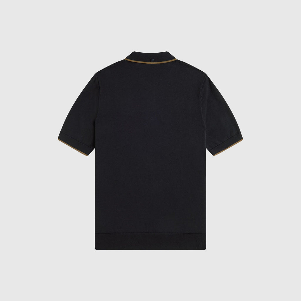 Fred Perry Pique Stitch Knitted Shirt - Black - Back