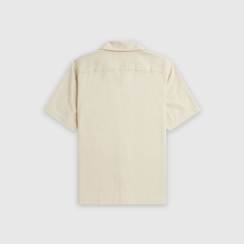 Fred Perry Pique Texture Revere Collar Shirt - Oatmeal - Back