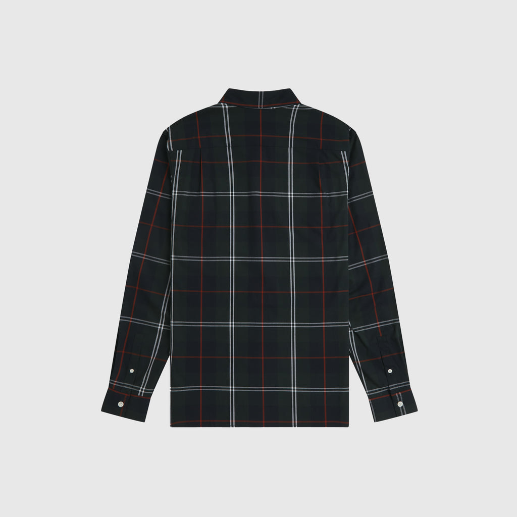 Fred Perry Poplin Tartan Shirt - Night Green - Back