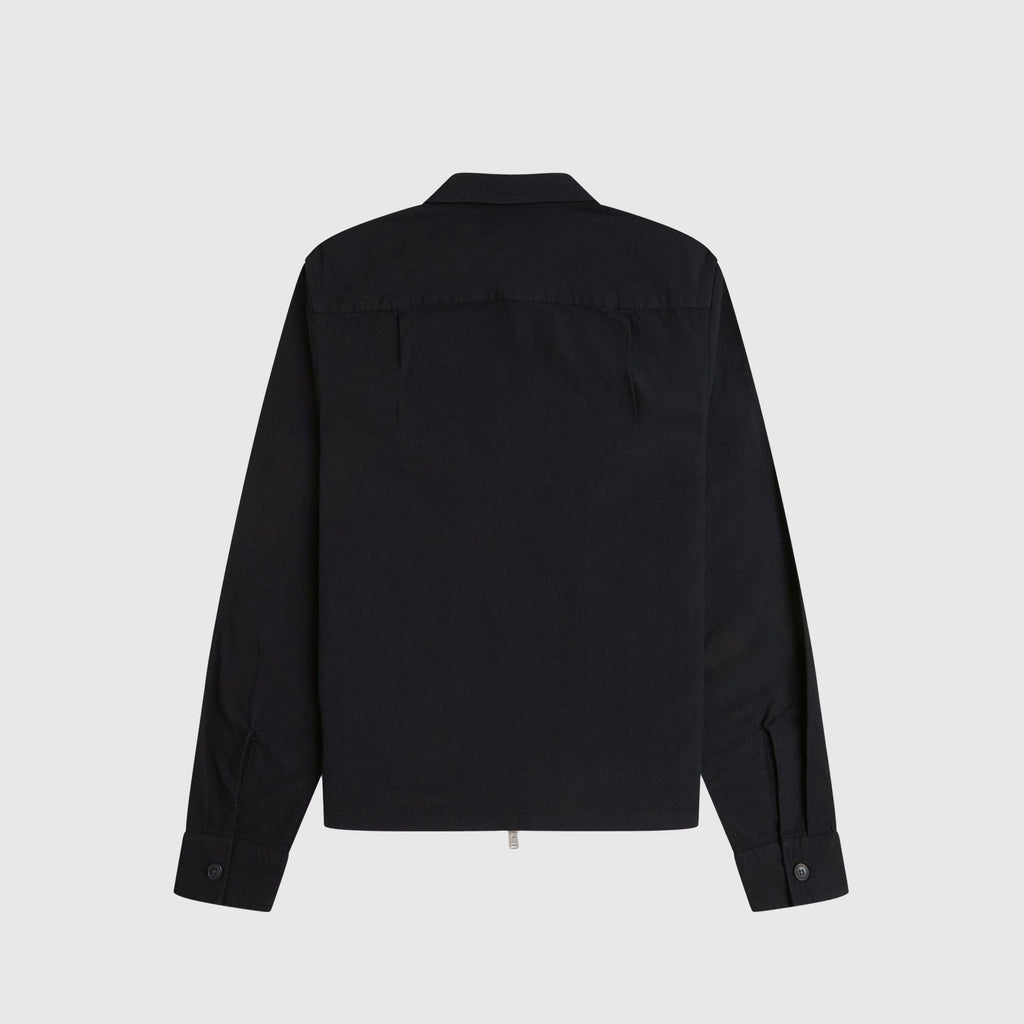 Fred Perry Seersucker Zip Through Overshirt - Black - Back