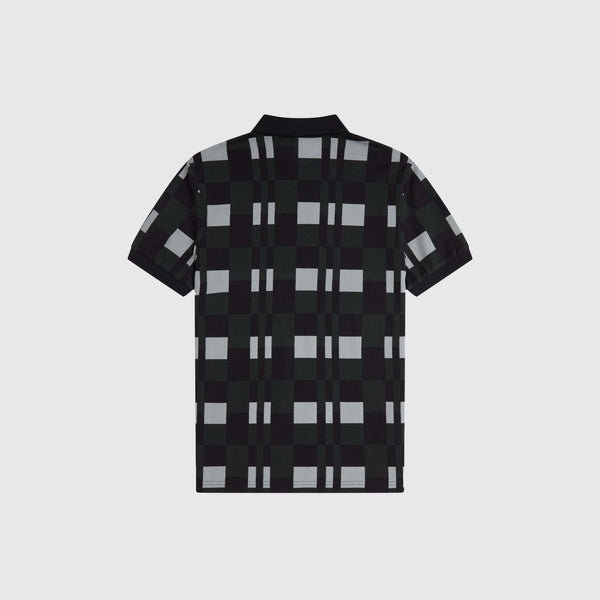 Fred Perry Split Chequerboard Polo Shirt - Limestone - Back
