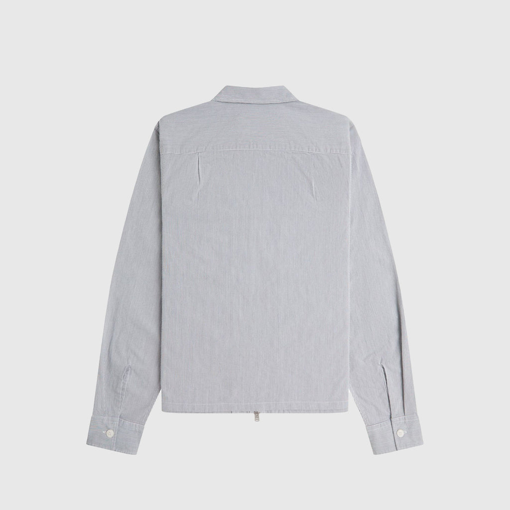 Fred Perry Striped Seerksucker Zip Through Overshirt - Blue / White - Back