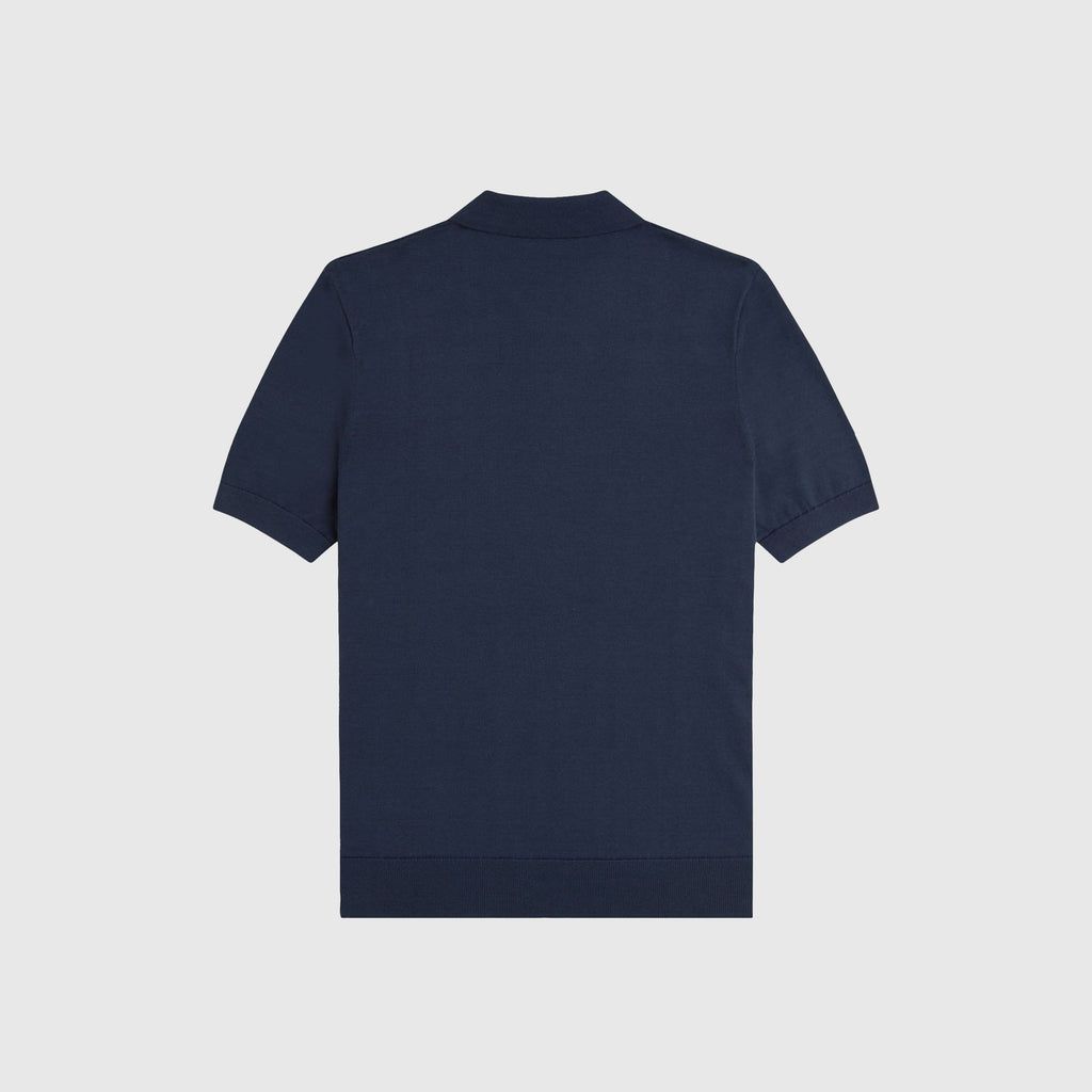 Fred Perry Textured Cable Knit Shirt - Dark Airforce - Back
