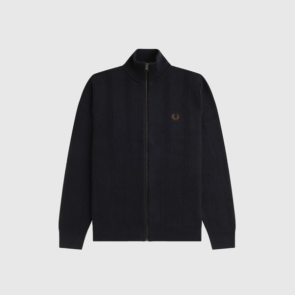 Fred Perry Textured Zip Through Cardigan - Black - Front