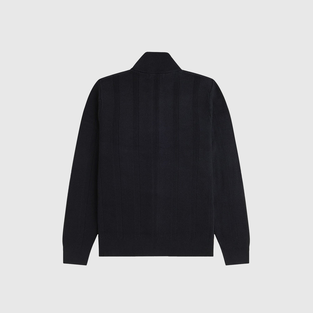 Fred Perry Textured Zip Through Cardigan - Black - Back