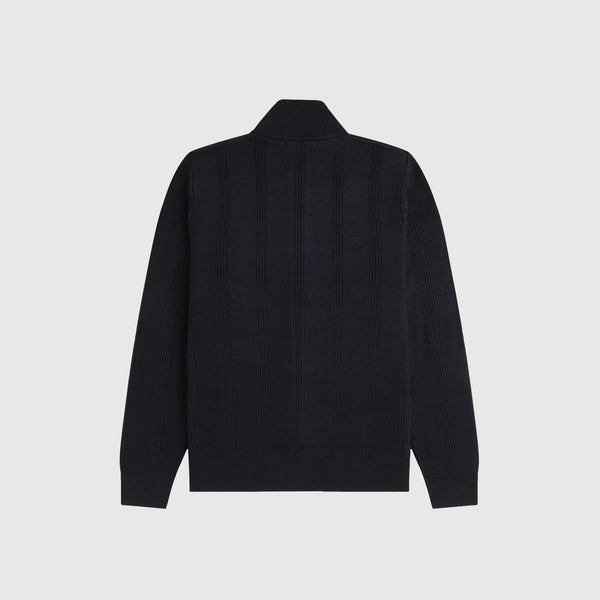 Fred Perry Textured Zip Through Cardigan - Black - Back