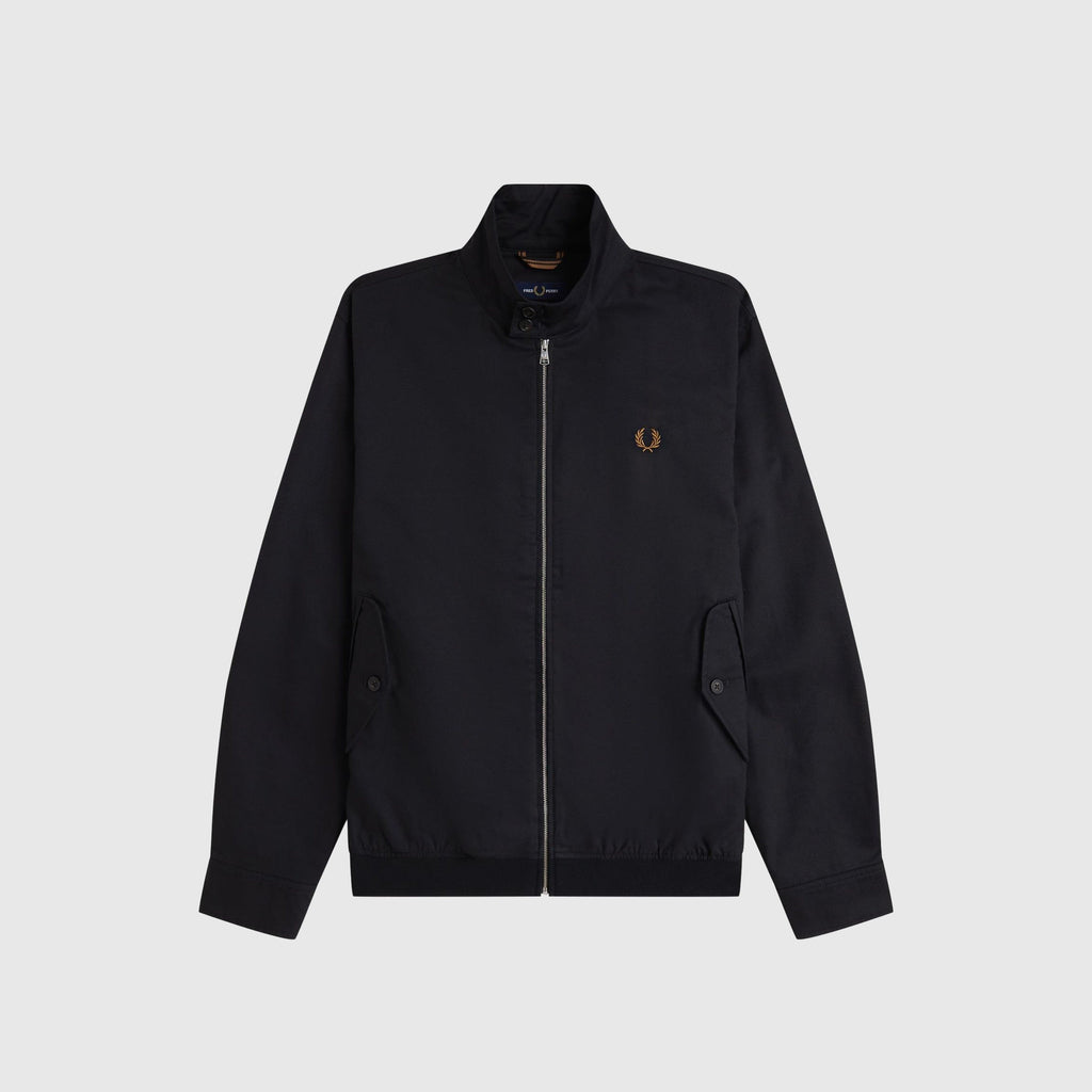 Fred Perry Twill Harrington Jacket - Black - Front