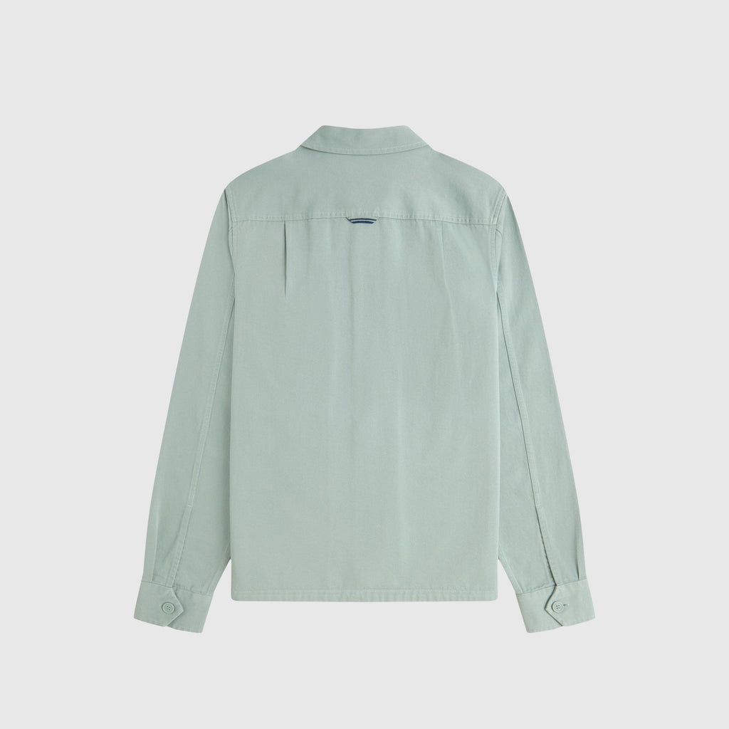 Fred Perry Twill Zip Through Overshirt - Bayleaf - Back