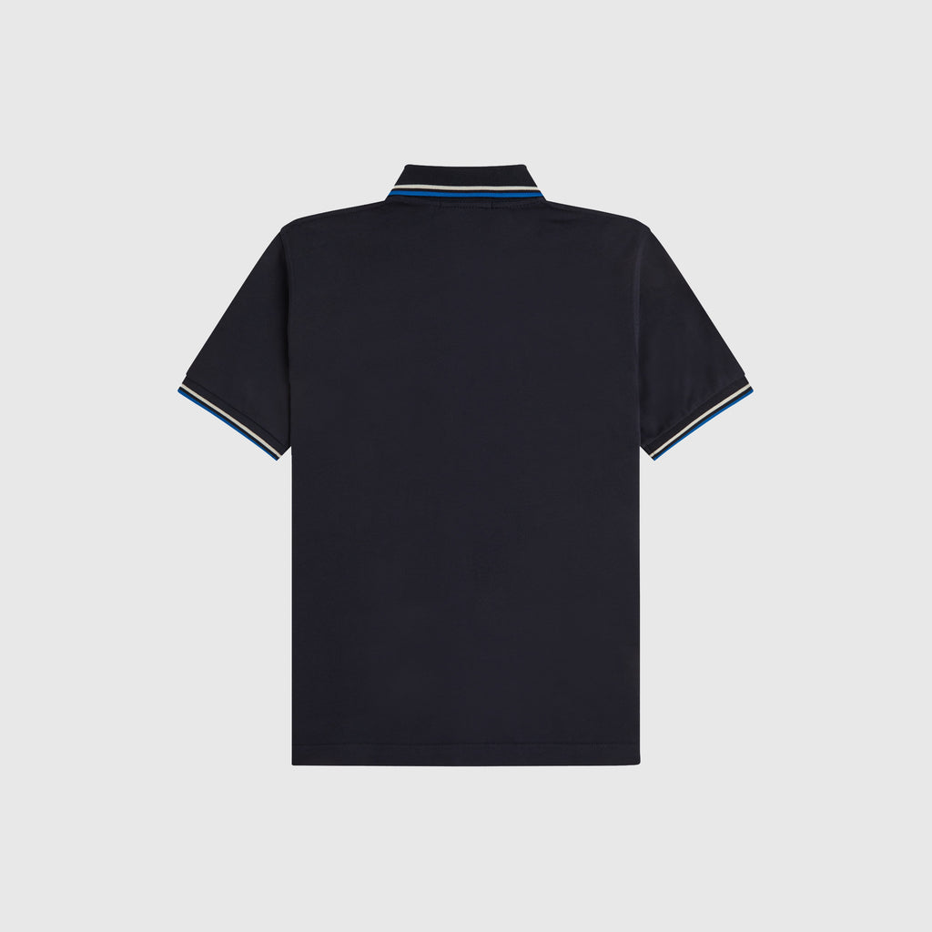 Fred Perry Twin Tipped Shirt Made In England - Navy / Off White / Icy Blue - Back