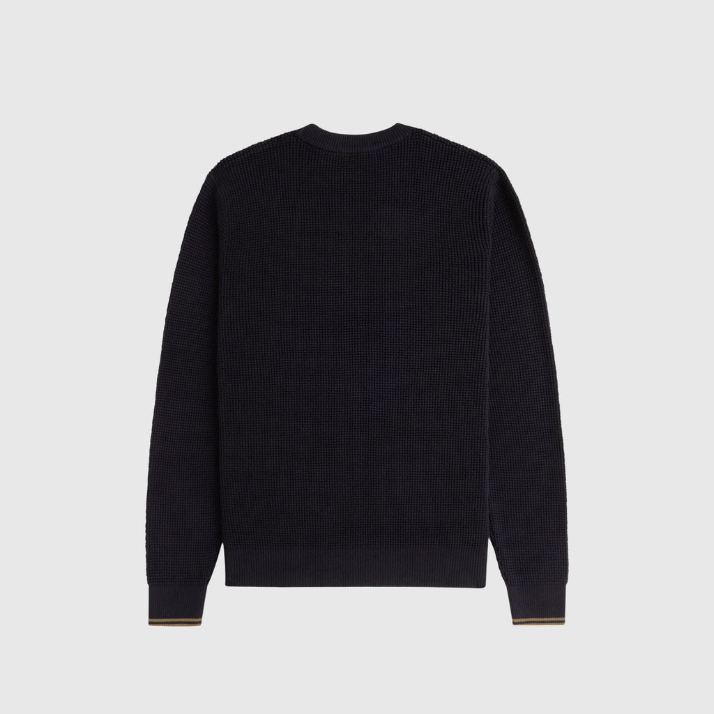 Fred Perry Waffle Stitch Jumper - Black - Back