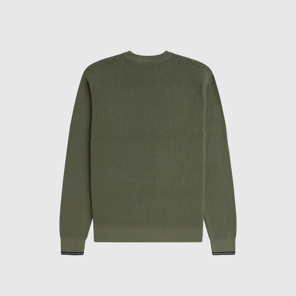 Fred Perry Waffle Stitch Jumper - Laurel Wreath Green - Back