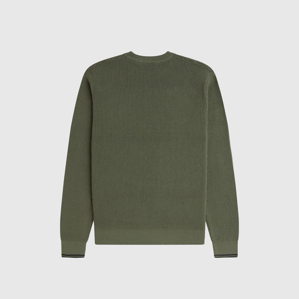 Fred Perry Waffle Stitch Jumper - Laurel Wreath Green - Back