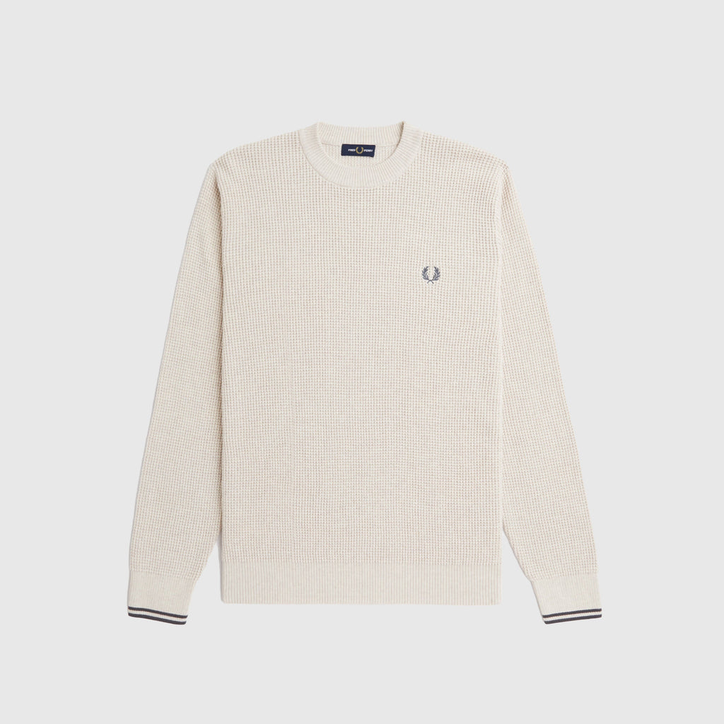 Fred Perry Waffle Stitch Jumper - Porridge Marl - Front