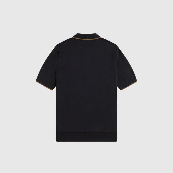 Fred Perry Pique Stitch Knitted Shirt - Dark Petrol - Back