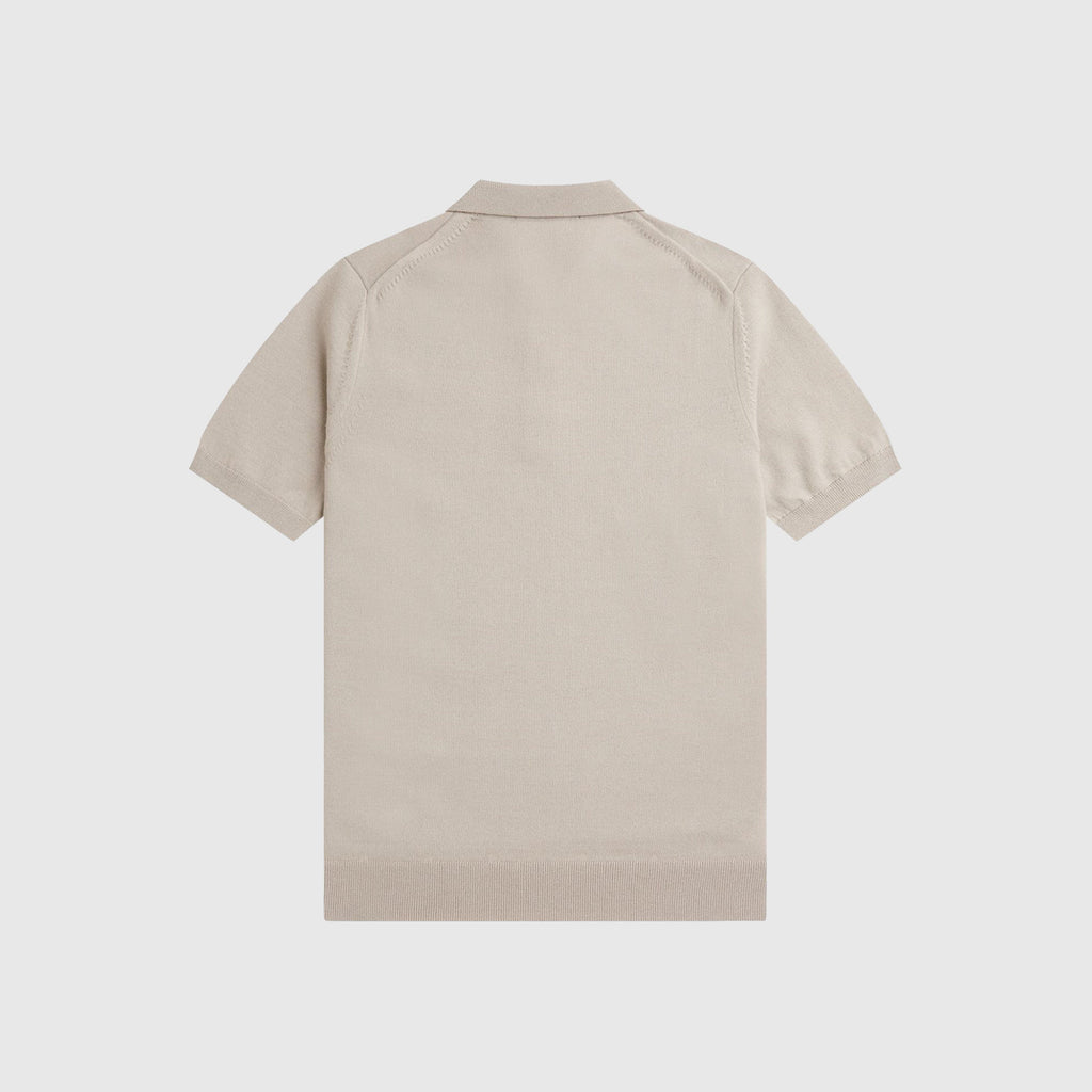 Fred Perry Classic Knitted Shirt - Dark Oatmeal - Back