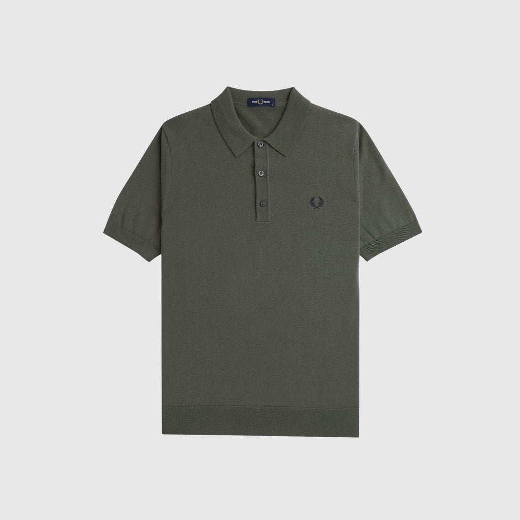 Fred Perry Classic Knitted Shirt SS - Field Green - Front