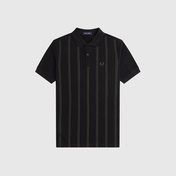 Fred Perry Striped Polo Shirt - Black - Front