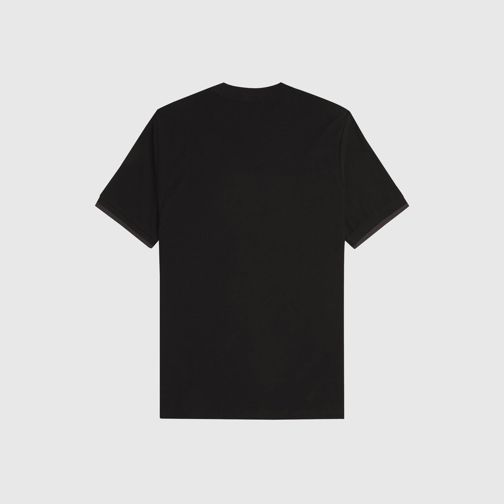 Fred Perry Tipped Cuff Pique Shirt - Black / Court Green - Back